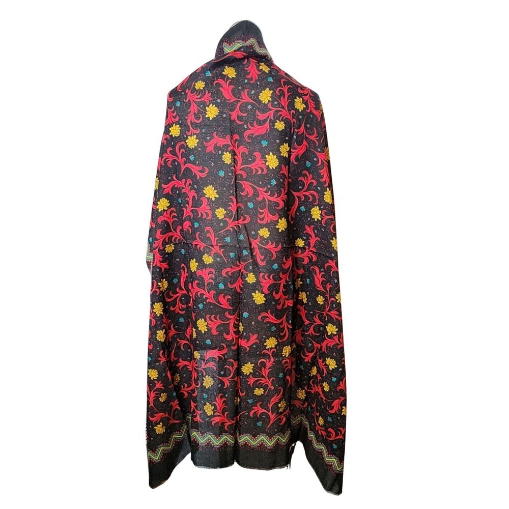 Vintage Colorful Floral Scarf 48" Square I Shalom & Co Acrylic Made in Japan